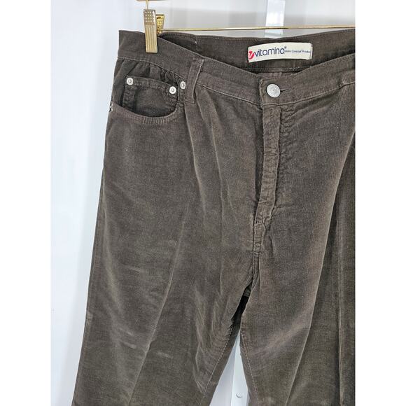 Vitamina Women's Corduroy Button Closer Pockets Mid Rise Belt Loop Pant Size 52 - Picture 2 of 5